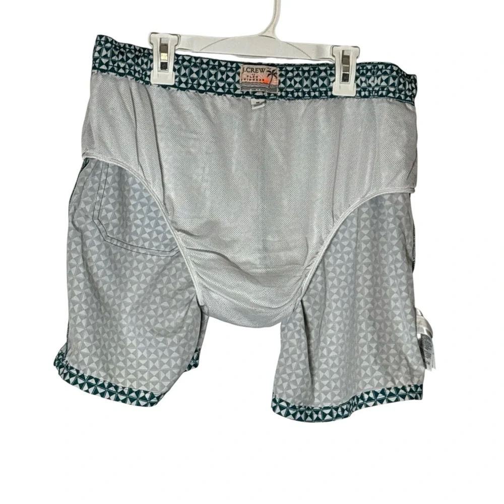 J. Crew  Swim Trunks with Geometric Pattern green and white - Picture 9 of 9